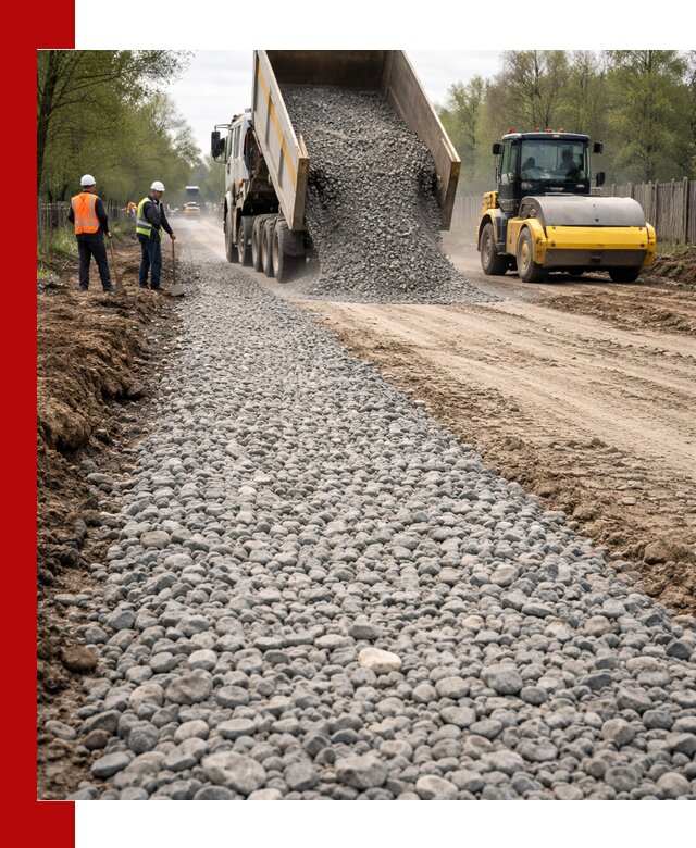 Доставка щебня для отсыпки дорог в Глазове высокого качества
