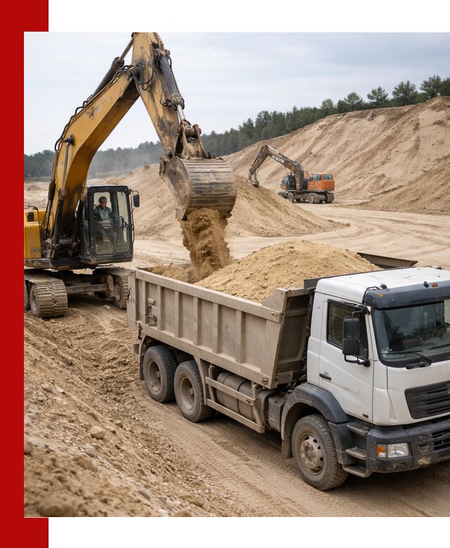 Доставка карьерного песка с самосвалами и разгрузкой в Глазове