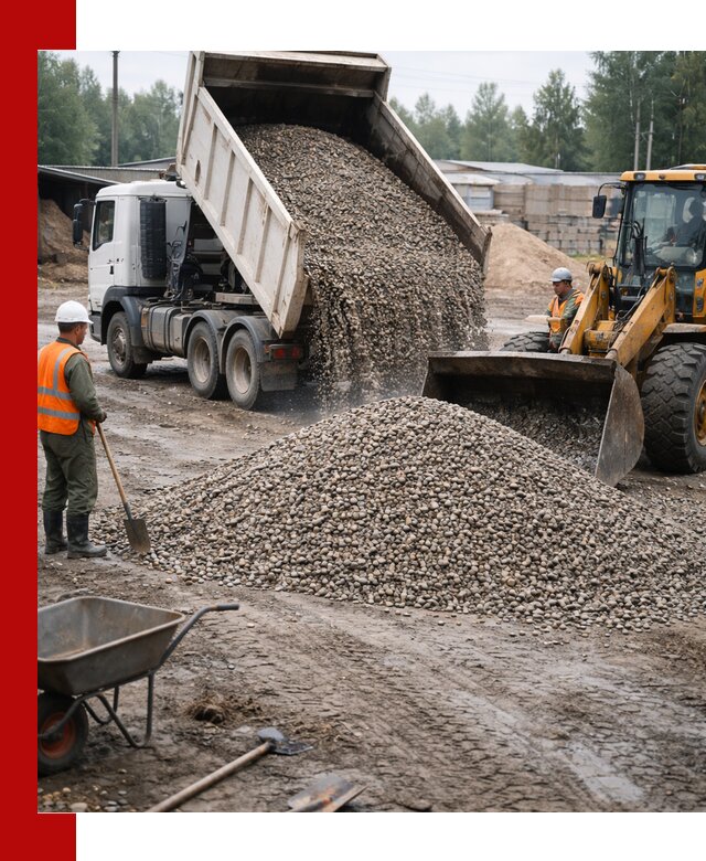 Мытый гравий с доставкой в Глазове от карьера до участка