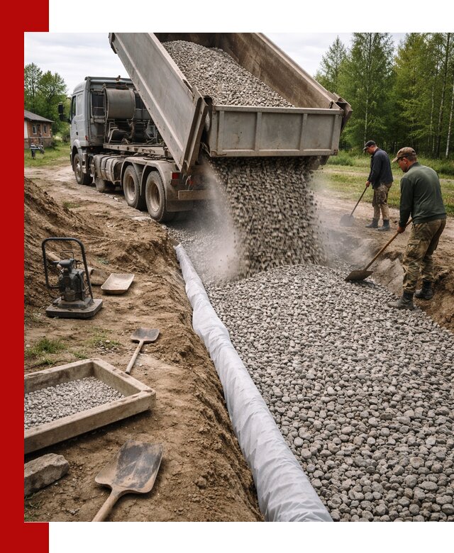Гравий для дренажа с доставкой в Глазове качественный и недорогой