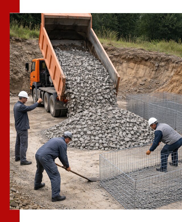 Камень для габионов с доставкой в Глазове быстро и надёжно