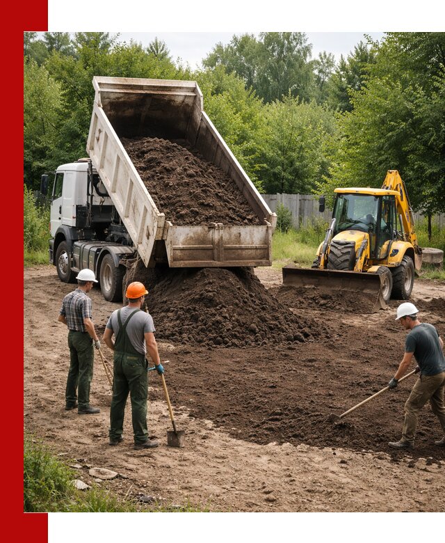 Доставка и укладка грунта для выравнивания участка в Глазове