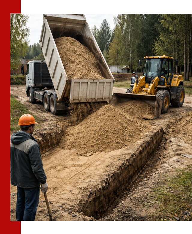 Доставка песчаного грунта в Глазове для строительных работ