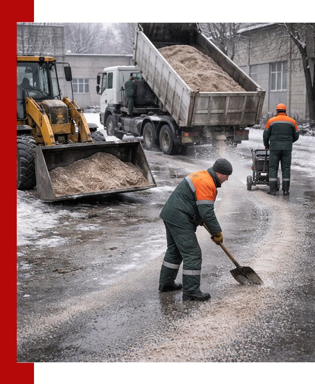 Реагент против гололеда с доставкой и нанесением в Глазове