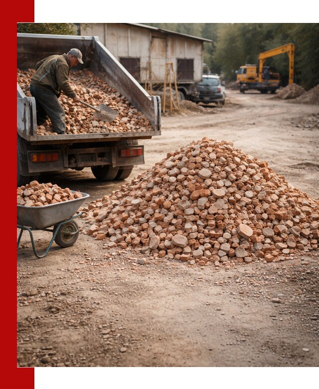 Доставка и подушка из боя кирпича с разгрузкой в Глазове