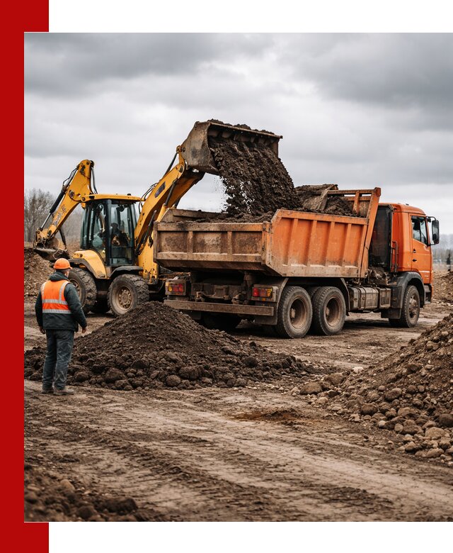 Вывоз грунта и строительного мусора в Глазове грузовыми самосвалами