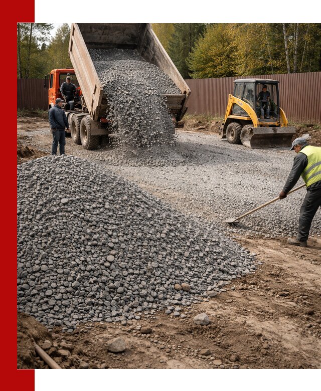 Отсыпка участка щебнем с доставкой и уплотнением в Глазове