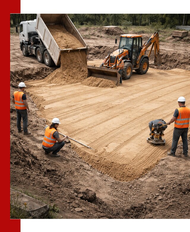 Устройство песчаной подушки для фундаментов и дорог в Глазове